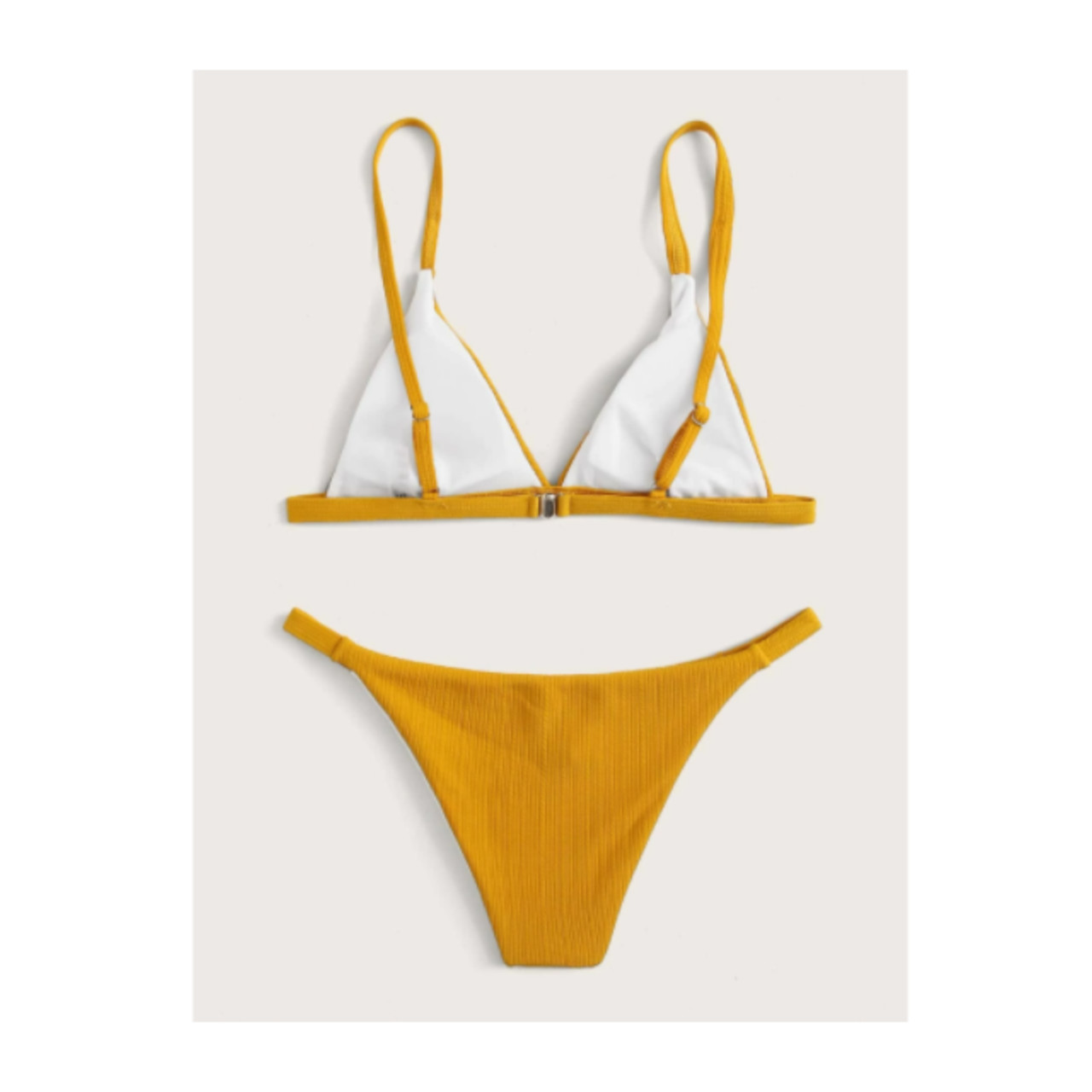 Textured triangle tanga bikini swimsuit m