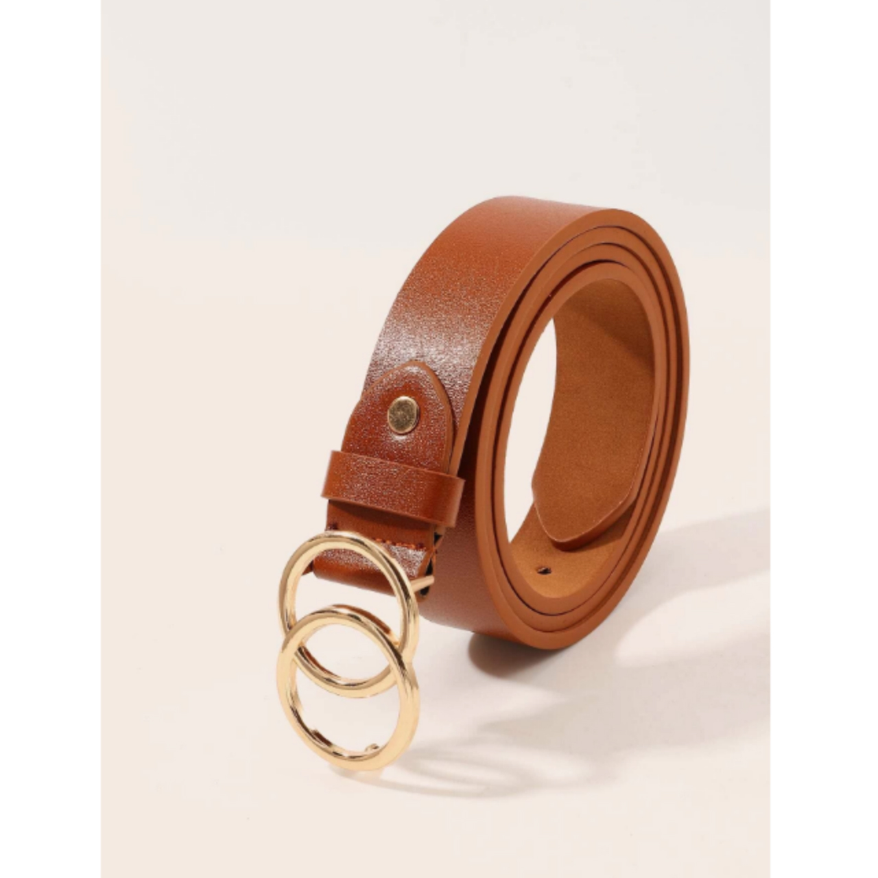 Double ring buckle belt brown