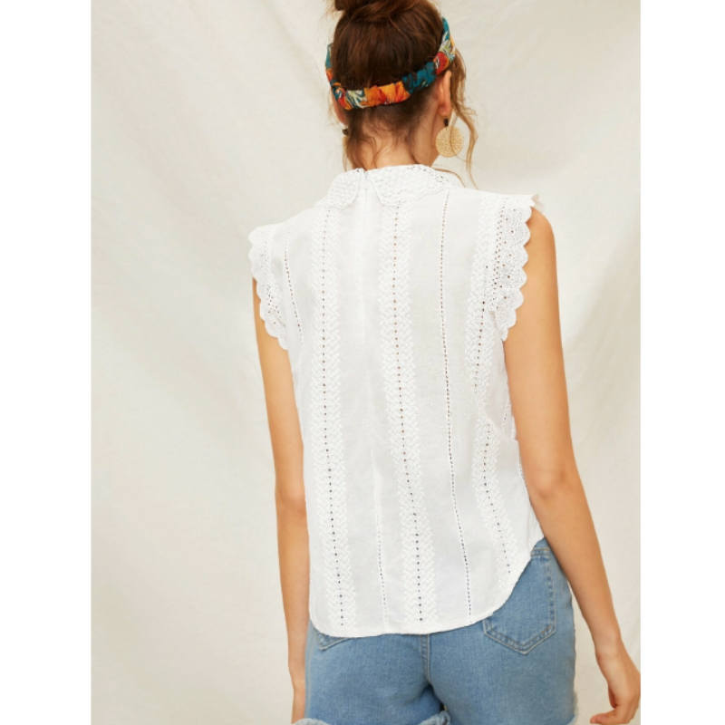 Crochet eyelet scallop lace top s