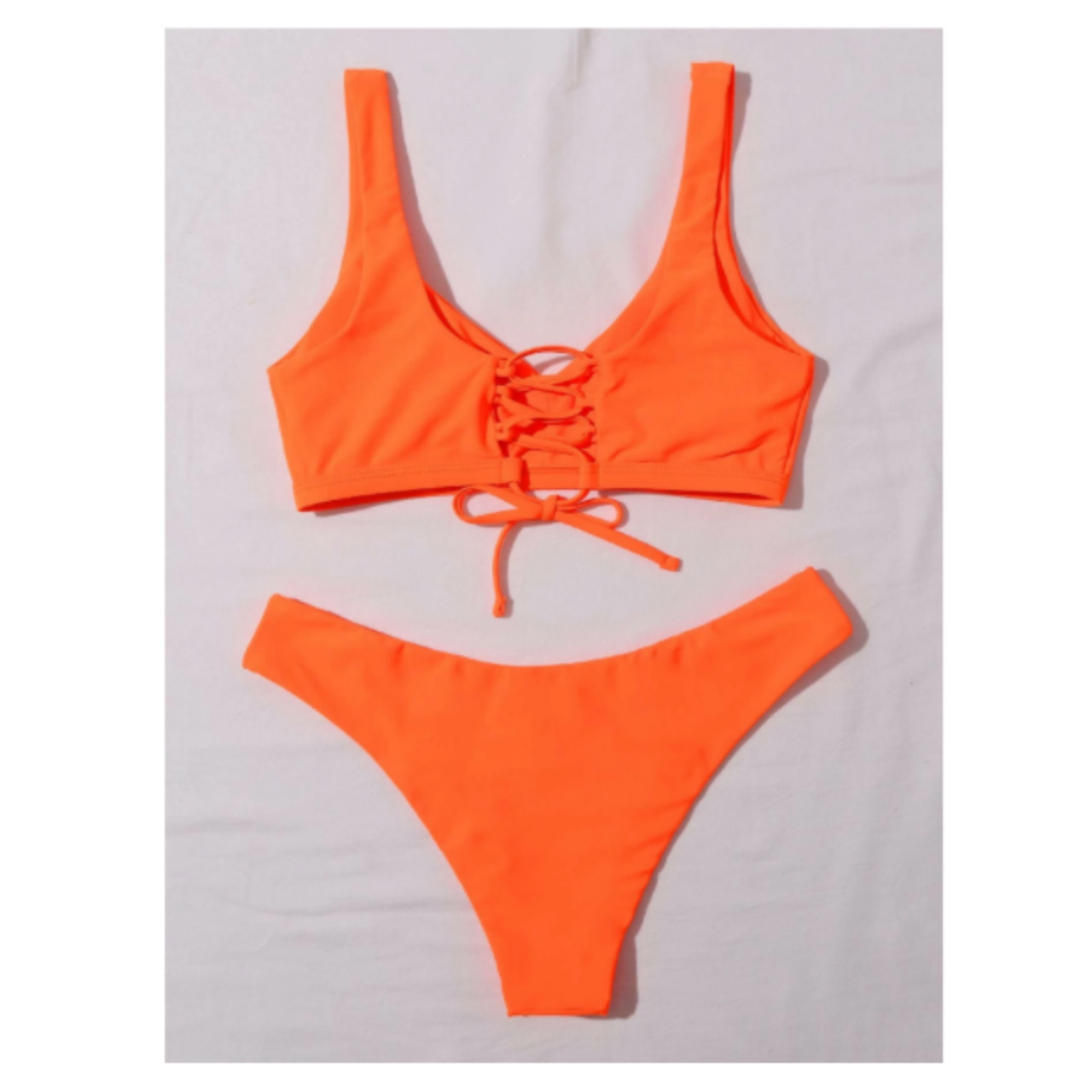 Orange cheeky bikini swimsuit l