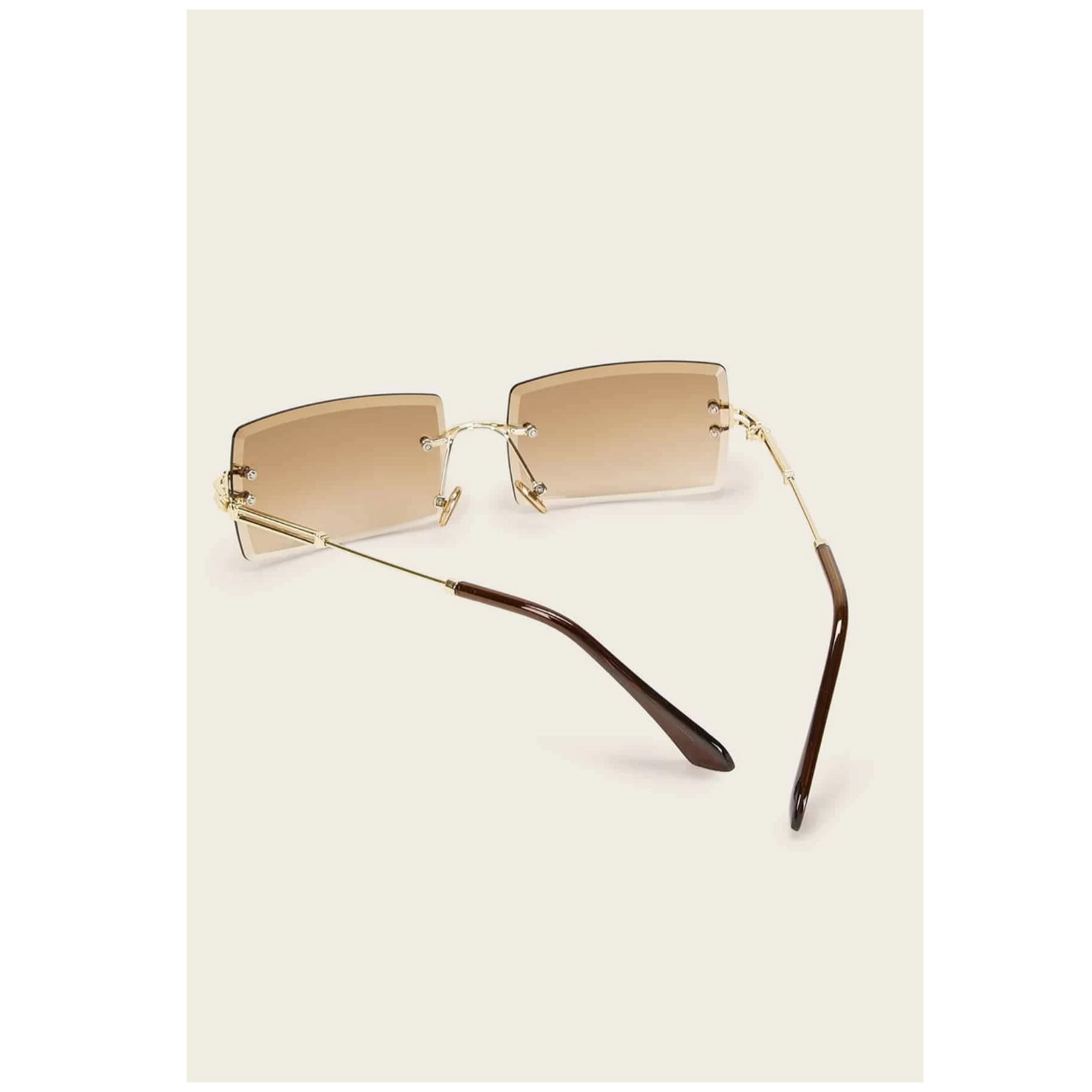Rimless square frame sunglasses gradient brown