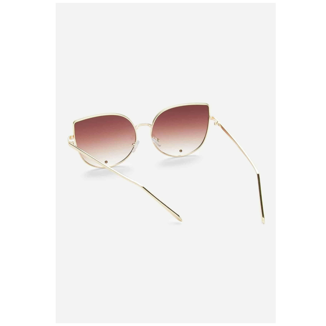 Gold frame brown cat eye stylish sunglasses