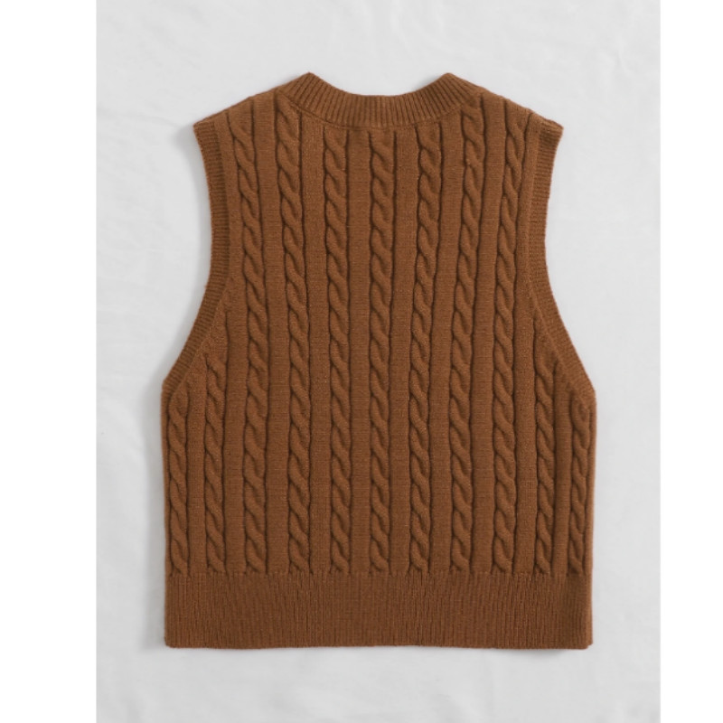 V neck cable knit sweater vest m